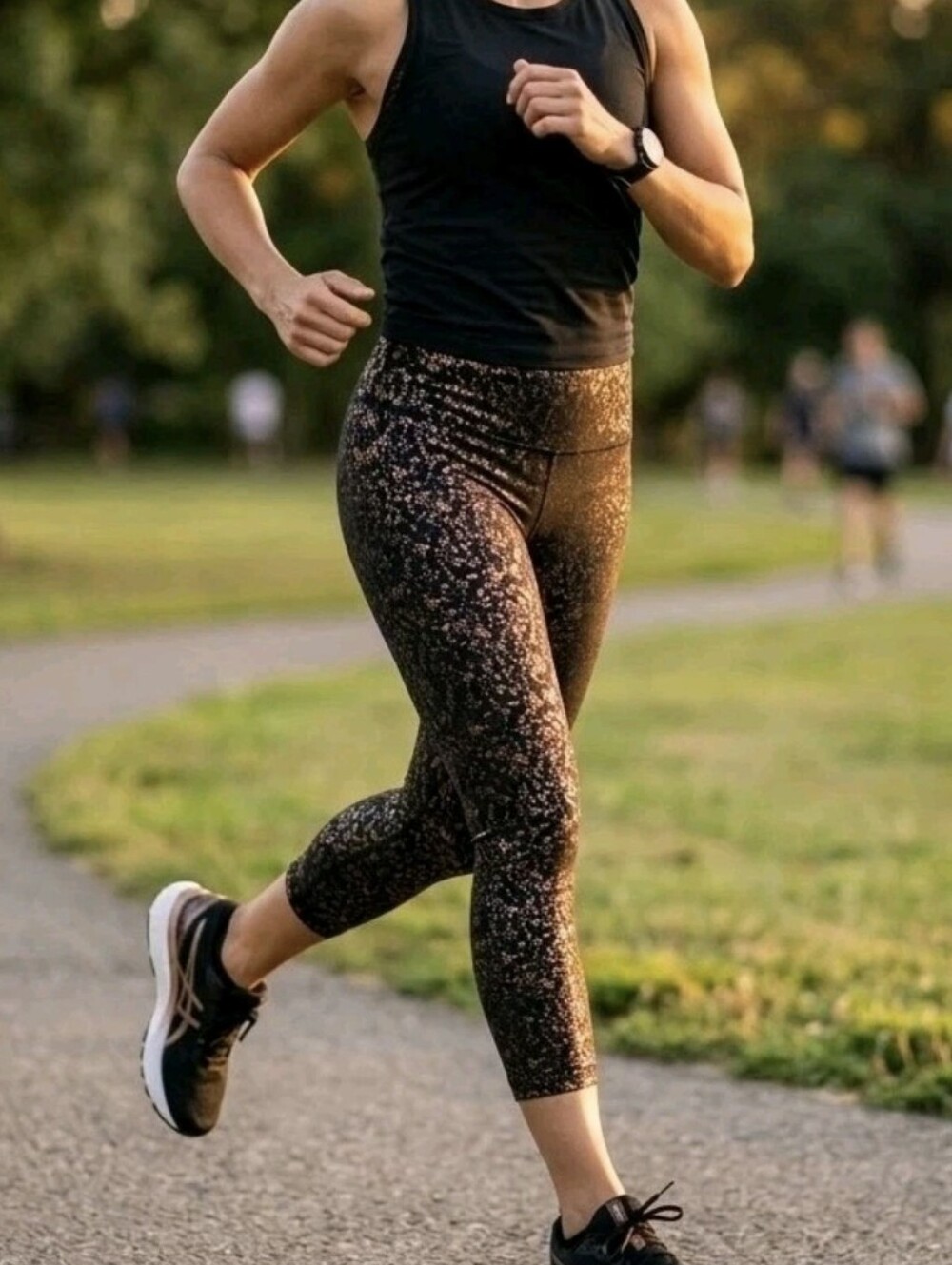 Zyia Active Leggings Sz 8-10 Metallic Black & Gold Speckled Atheleisure Pants